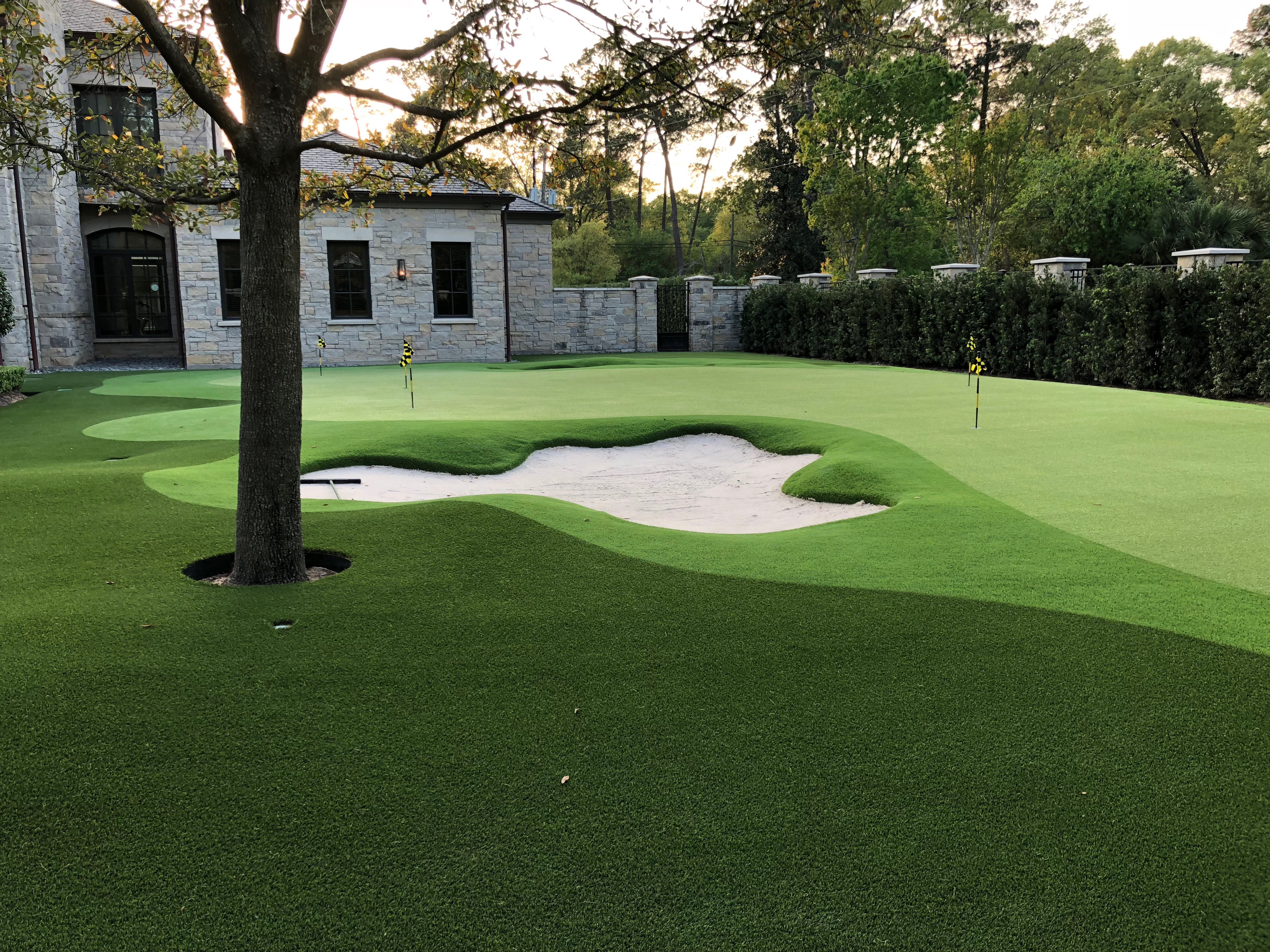 Artificial grass putting green installation in Richardson, TX